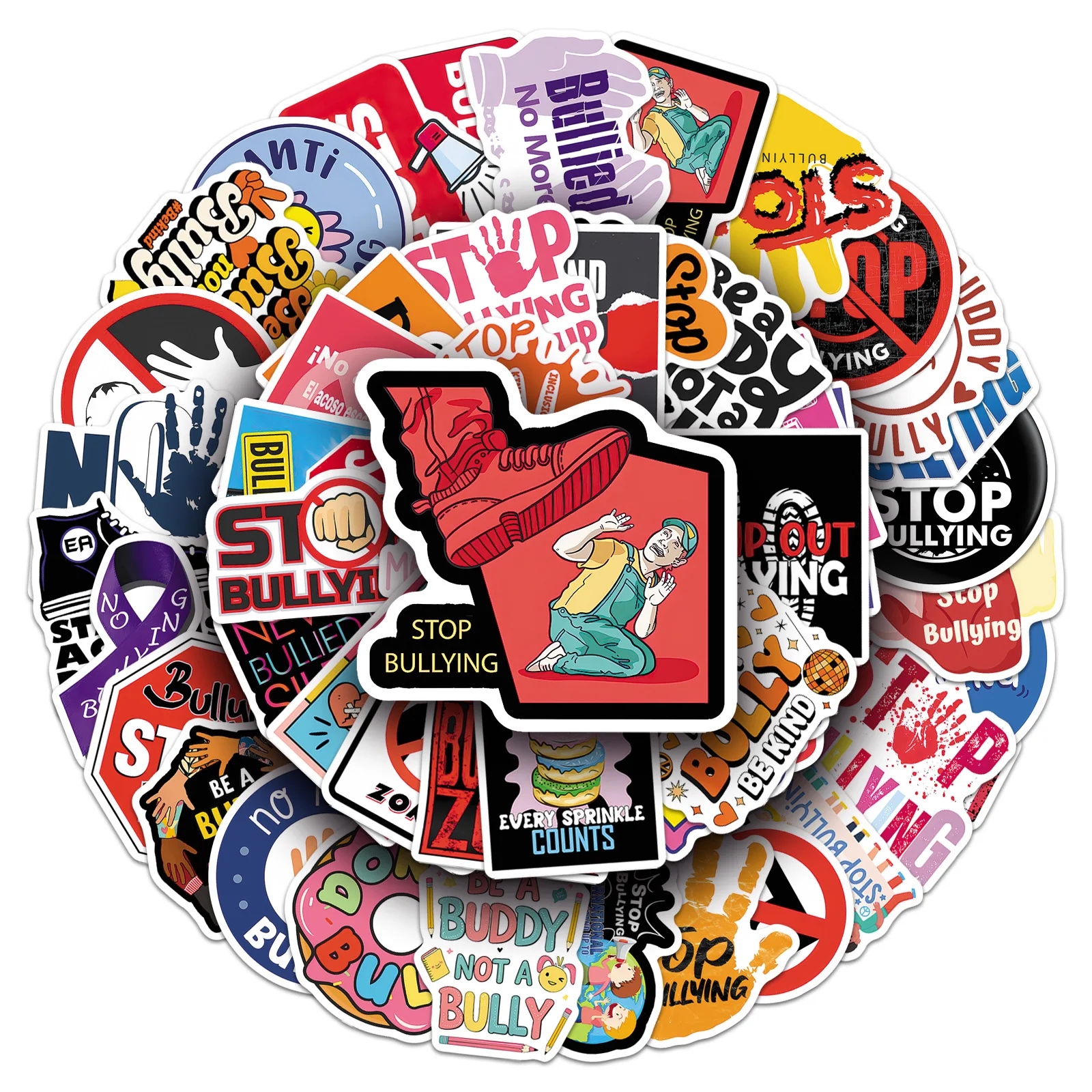 50PCS Anti Bullying Stickers Inspirational Kindness Stop Bullying Decorative Laptop Phone Case Waterproof Stickers Kids Toy
50PCS Anti Bullying Stickers Inspirational Kindness Stop Bullying Decorative Laptop Phone Case Waterproof Stickers Kids Toy