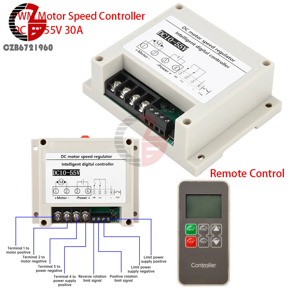 DC 10-55V 30A PWM Motor Speed Controller DC Intelligent Brushed Forward/Reverse Motor Drive Wireless Remote Control Switch
DC 10-55V 30A PWM Motor Speed Controller DC Intelligent Brushed Forward/Reverse Motor Drive Wireless Remote Control Switch