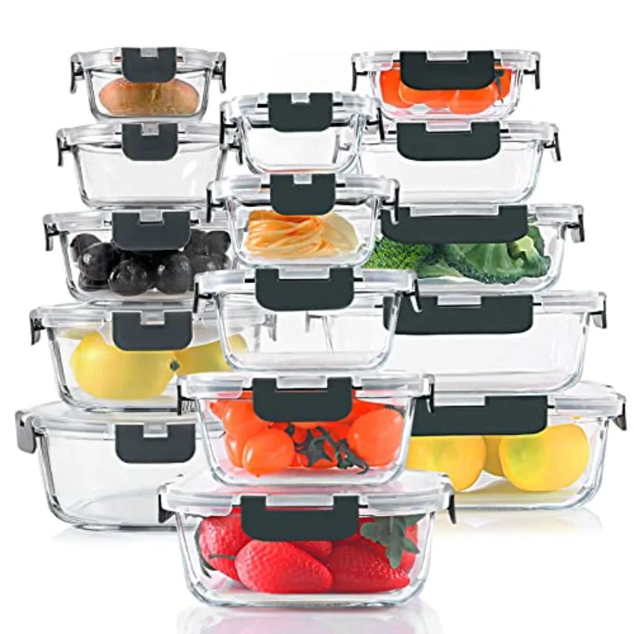 30 Pieces Glass Food Storage Containers Set, Glass Meal Prep Containers Set with Snap Locking Lids, Airtight lunch Containers f
30 Pieces Glass Food Storage Containers Set, Glass Meal Prep Containers Set with Snap Locking Lids, Airtight lunch Containers f