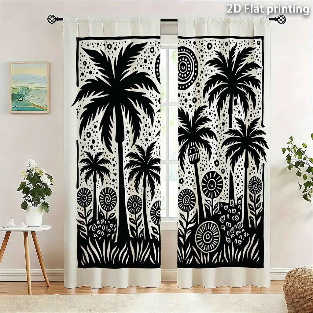 Boho Tropical Palm Leaf Curtain Black and White Jungle Print Window Drapes Foliage Pattern Home Decoration Curtain for Living Ro
Boho Tropical Palm Leaf Curtain Black and White Jungle Print Window Drapes Foliage Pattern Home Decoration Curtain for Living Ro