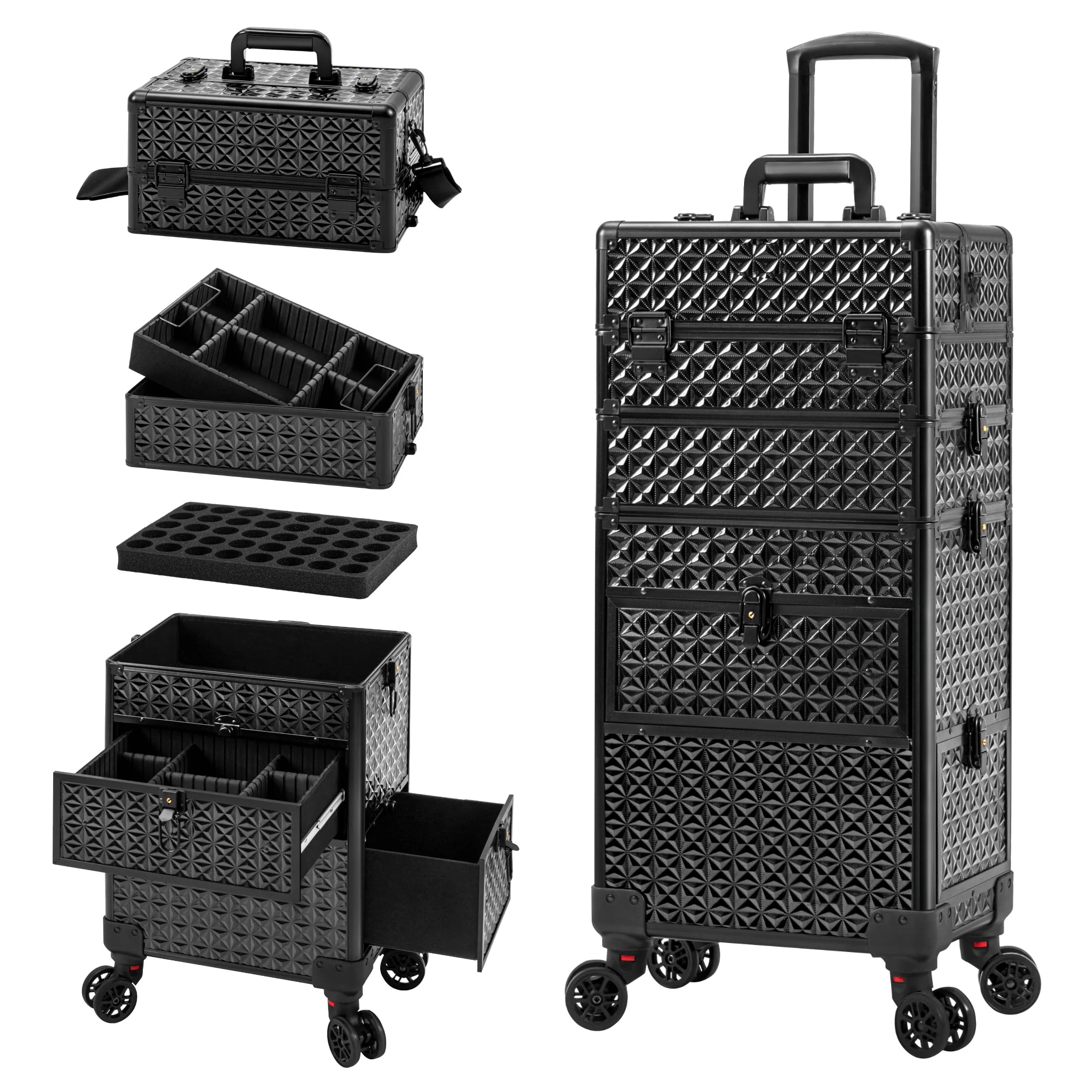 5 in 1 Rolling Makeup Trolley Case Cosmetology Case on Wheels Nail Trolley Cart Organizer Cases Traveling for Nail Tech Makeup
5 in 1 Rolling Makeup Trolley Case Cosmetology Case on Wheels Nail Trolley Cart Organizer Cases Traveling for Nail Tech Makeup