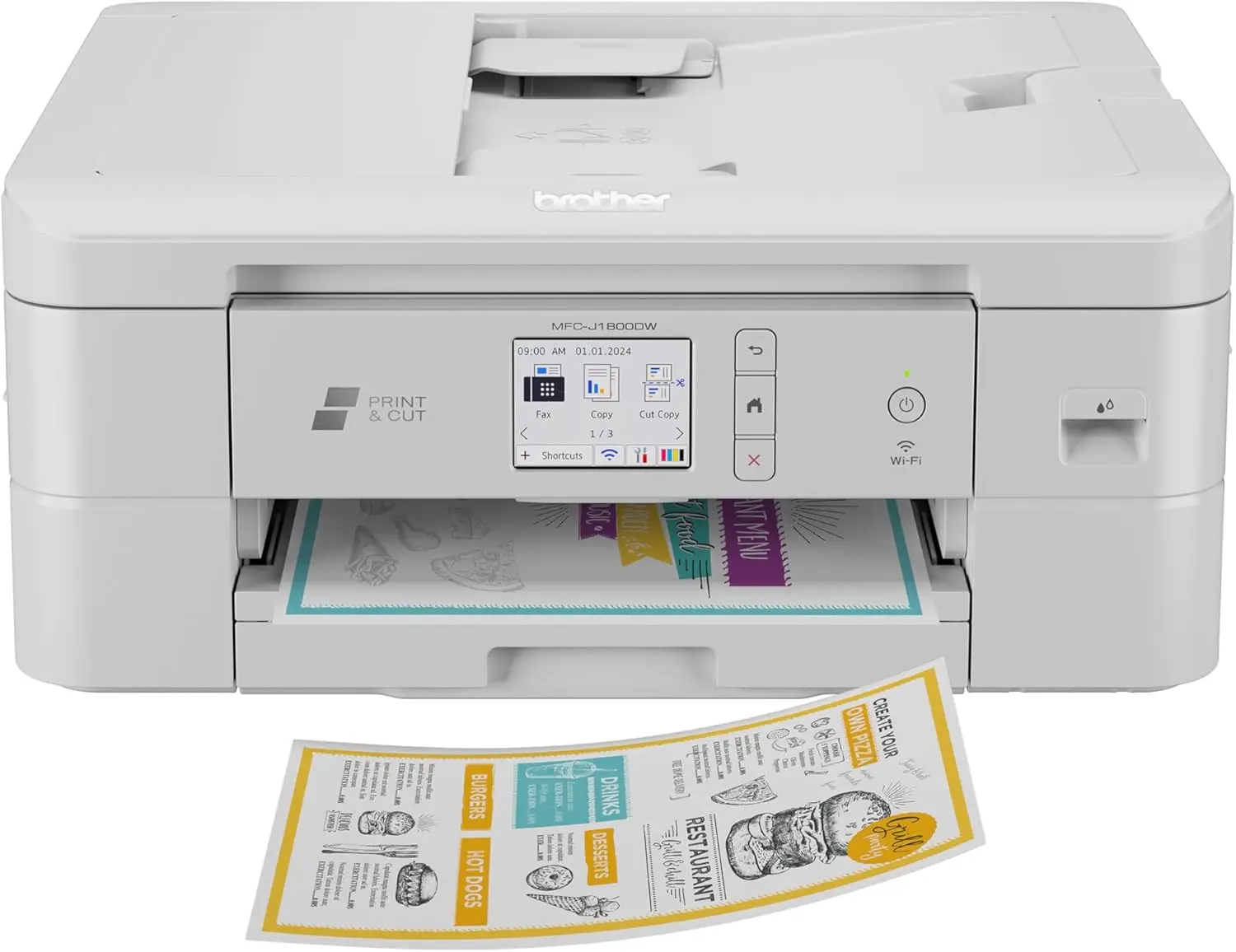 Wireless All-in-One Color Inkjet Printer with Auto Paper Cutter, Scanner, Copier, Fax, Mobile Printing, 150-Sheet Capacity for Home Office
Wireless All-in-One Color Inkjet Printer with Auto Paper Cutter, Scanner, Copier, Fax, Mobile Printing, 150-Sheet Capacity for Home Office