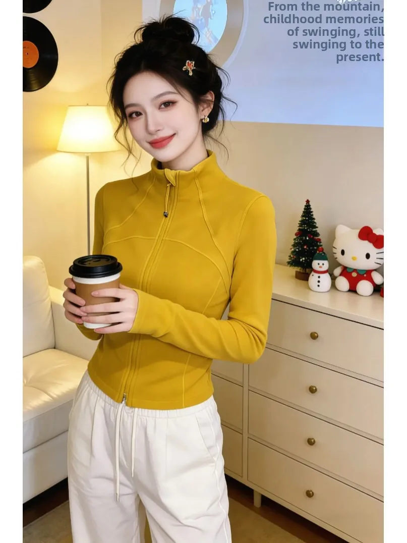 Корейская женская утепленная толстовка с воротником-стойкой, зимний теплый дышащий топ на молнии с длинными рукавами, укороченная модель, цветная
Корейская женская утепленная толстовка с воротником-стойкой, зимний теплый дышащий топ на молнии с длинными рукавами, укороченная модель, цветная