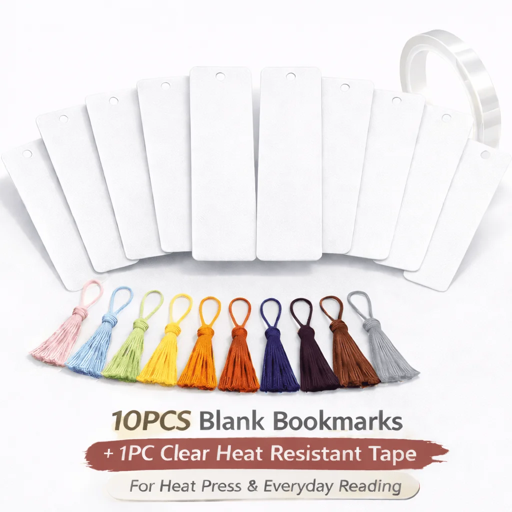 10PCS Sublimation Blank Bookmarks with Heat Resistant Tape, DIY Book Mark Blanks for Reading, School & Craft Projects
10PCS Sublimation Blank Bookmarks with Heat Resistant Tape, DIY Book Mark Blanks for Reading, School & Craft Projects