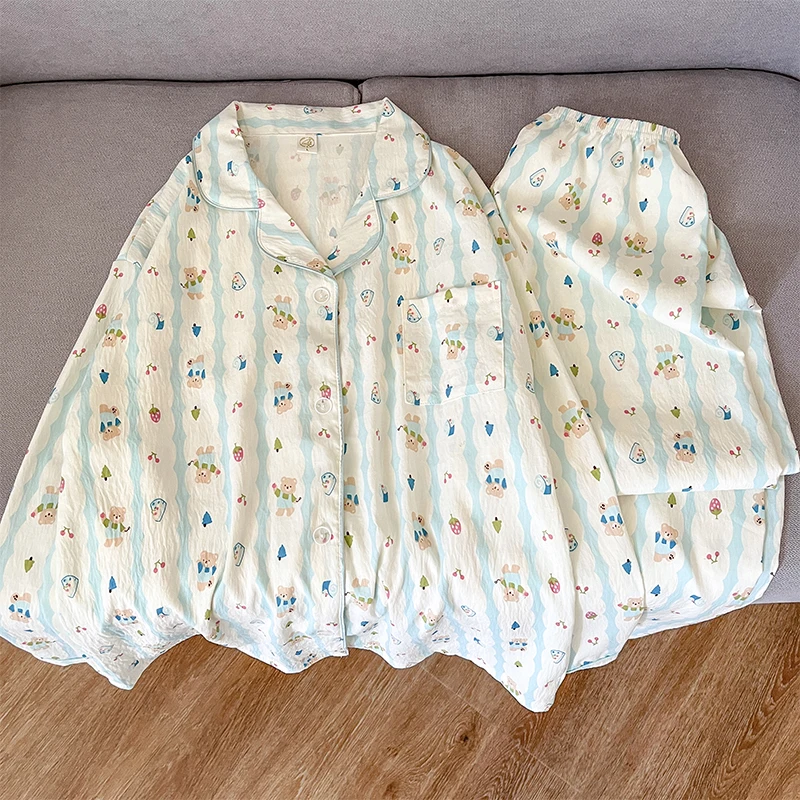 Полосатый медведь с принтом, милая милая домашняя одежда больших размеров, пижама с длинными рукавами и пуговицами для женщин, весенний кавайный новый пижамный комплект
Полосатый медведь с принтом, милая милая домашняя одежда больших размеров, пижама с длинными рукавами и пуговицами для женщин, весенний кавайный новый пижамный комплект