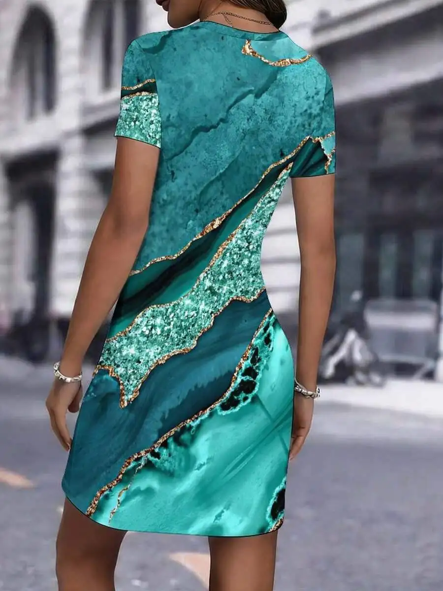 Casual Womens Turquoise Marble Print Bodycon Dress Short Sleeve Round Neck Elastic
Casual Womens Turquoise Marble Print Bodycon Dress Short Sleeve Round Neck Elastic