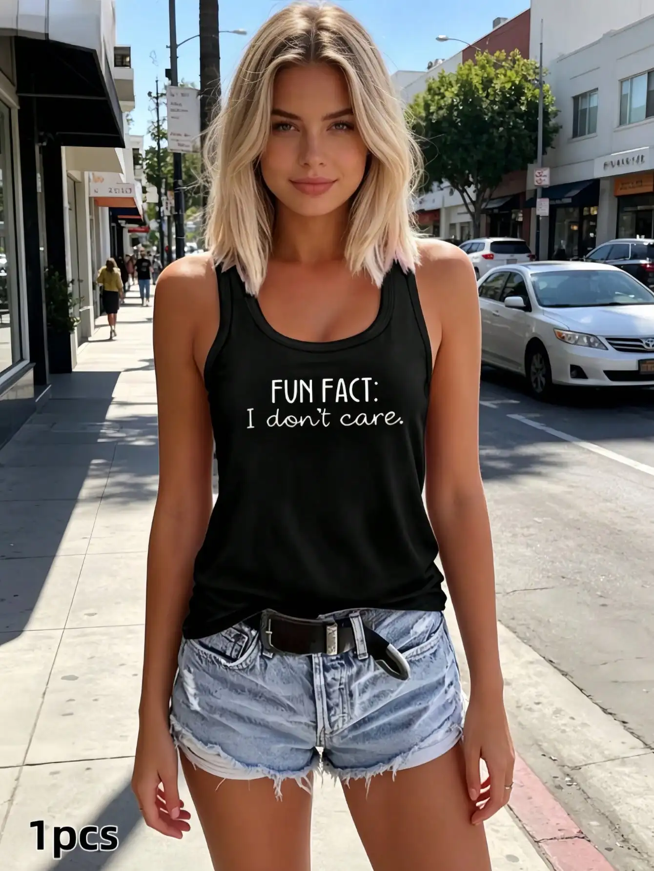 Women Graphic Sleeveless Tank Top Letter Print Crew Neck Relaxed Fit Black Vest Summer Casual Wear For Beach Gym Street Resort Daily Use
Women Graphic Sleeveless Tank Top Letter Print Crew Neck Relaxed Fit Black Vest Summer Casual Wear For Beach Gym Street Resort Daily Use