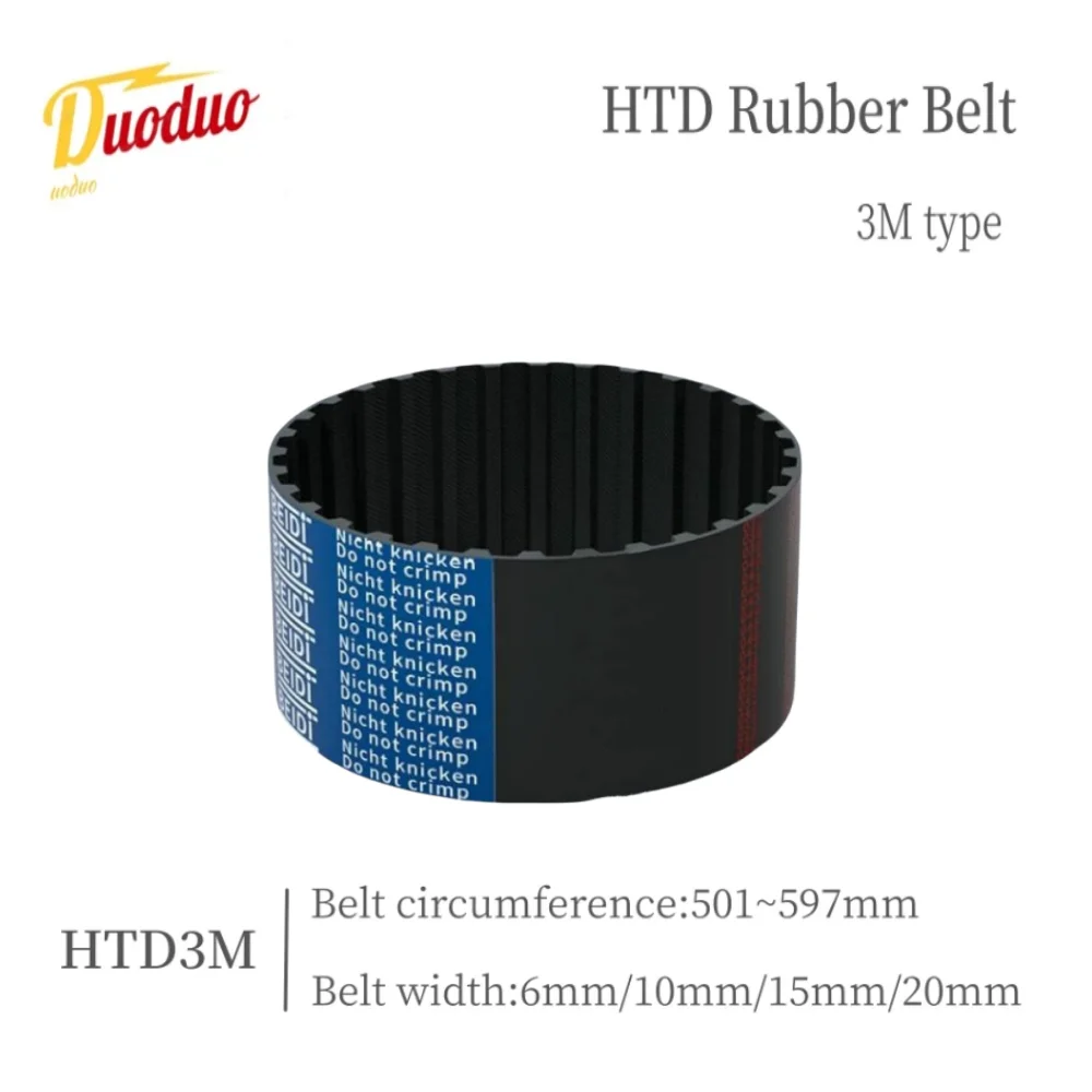 HTD 3M Synchronous Belt Perimeter 501-597mm Belt width 6/10/15/20mm Rubber Toothed Belt Closed-loop Synchronous Belt Spacing 3mm
HTD 3M Synchronous Belt Perimeter 501-597mm Belt width 6/10/15/20mm Rubber Toothed Belt Closed-loop Synchronous Belt Spacing 3mm