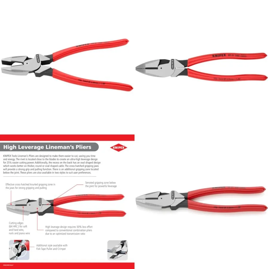 Tools High Leverage Lineman's Pliers, 9.5-Inch
Tools High Leverage Lineman's Pliers, 9.5-Inch