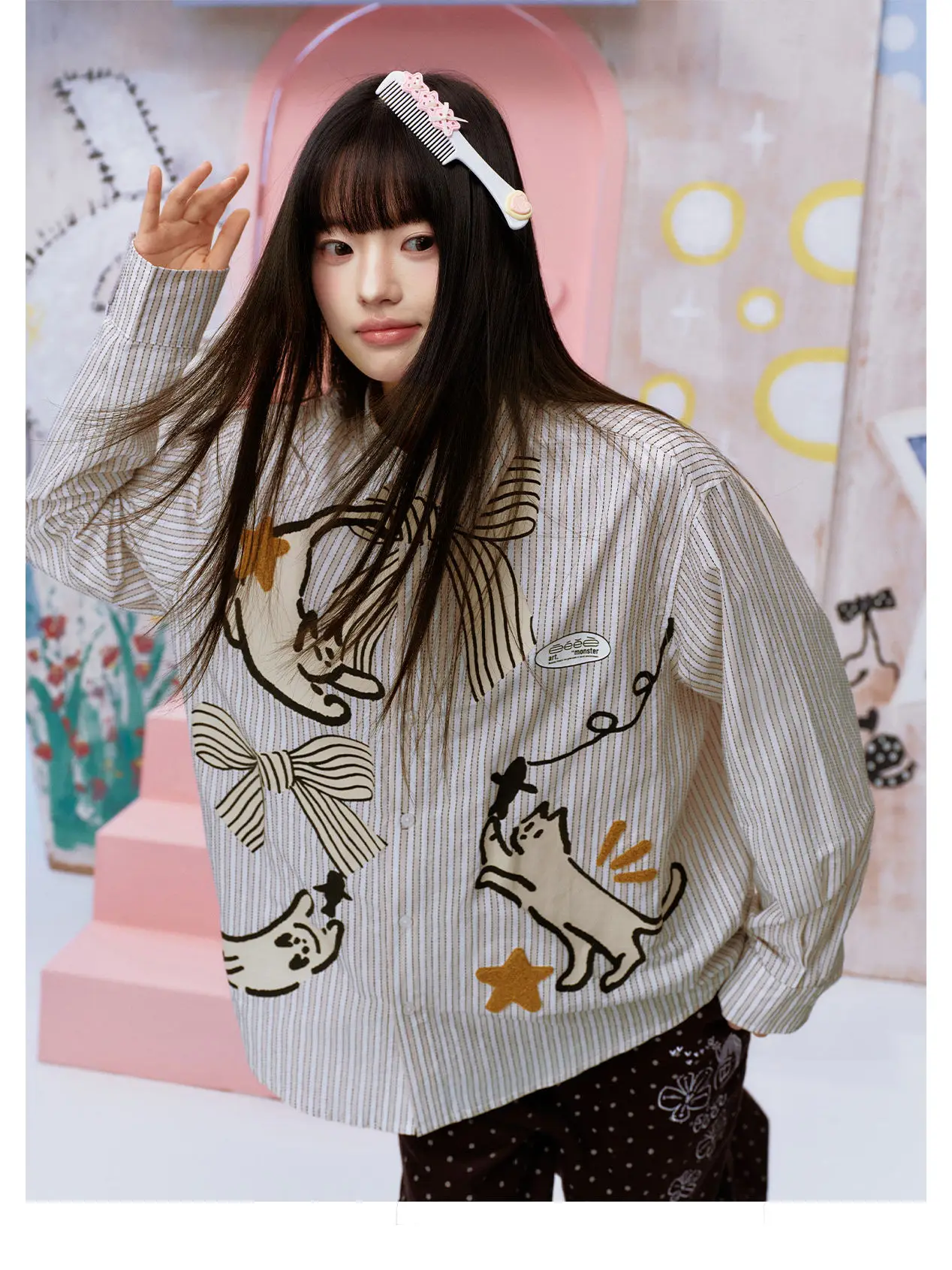 Collar Shirt Eeee Hand-Drawn Graffiti Design Star Embroidery Vertical Stripes Cotton Youth Fashion Spring Autumn Menswear
Collar Shirt Eeee Hand-Drawn Graffiti Design Star Embroidery Vertical Stripes Cotton Youth Fashion Spring Autumn Menswear