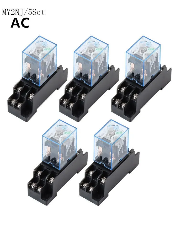 5 комплектов реле MY2NJ AC 12 в 24 в 36 в 48 в 110 В 220 В 380 в маленькое реле 5A 8PIN катушка DPDT с цоколем
5 комплектов реле MY2NJ AC 12 в 24 в 36 в 48 в 110 В 220 В 380 в маленькое реле 5A 8PIN катушка DPDT с цоколем
