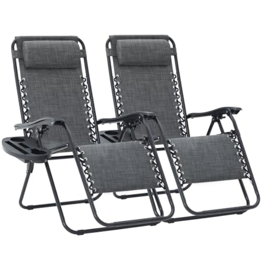 Oversized Zero Gravity Lounge Chairs Set of 2, Adjustable Steel Mesh Recliners with Pillows and Cup Holder Trays for Patio, Gar
Oversized Zero Gravity Lounge Chairs Set of 2, Adjustable Steel Mesh Recliners with Pillows and Cup Holder Trays for Patio, Gar