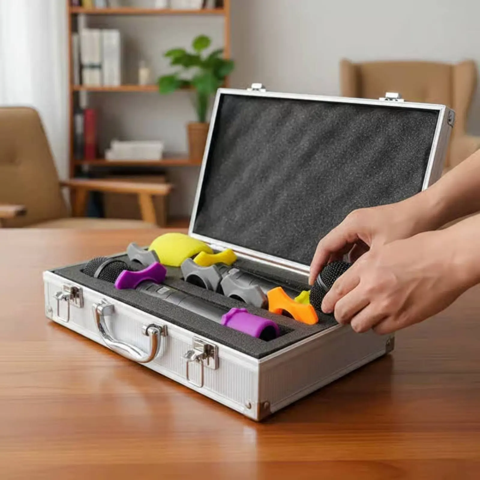Wireless Audio Device Carrying Case Drop-Resistant Double Audio Device Storage Box Hard Shell Mic Storage Box Water Resistant
Wireless Audio Device Carrying Case Drop-Resistant Double Audio Device Storage Box Hard Shell Mic Storage Box Water Resistant