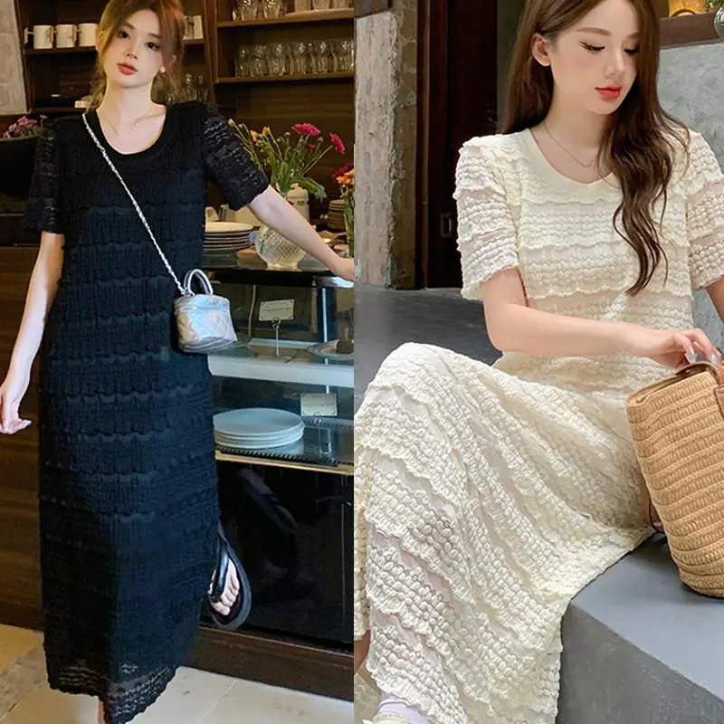 plus Size 2300 Pounds U-Neck Lace Dress Women Summer Slimming A-Line Long Dress French Style High Waist Short Sleeve Casual Wear
plus Size 2300 Pounds U-Neck Lace Dress Women Summer Slimming A-Line Long Dress French Style High Waist Short Sleeve Casual Wear