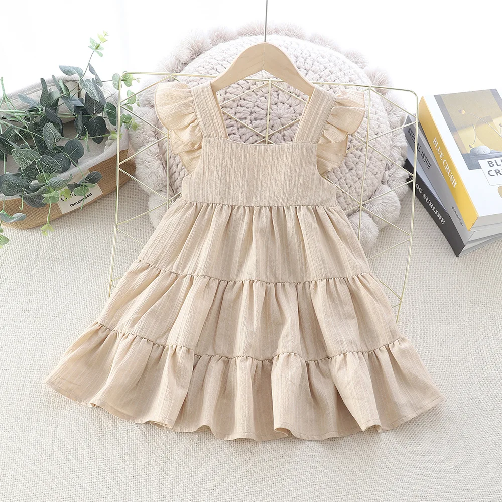 Solid Beige Flying Sleeve Girl Dress Summer Elegant Ruffles 2-7Y Kids Clothing Fashion One-piece Dress Casual Princess Vestidos
Solid Beige Flying Sleeve Girl Dress Summer Elegant Ruffles 2-7Y Kids Clothing Fashion One-piece Dress Casual Princess Vestidos