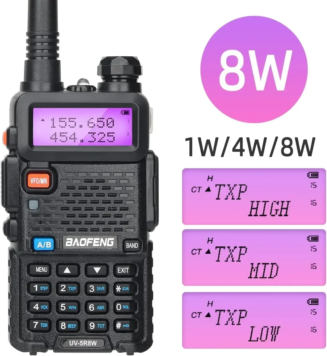 1/2PCS BaoFeng UV-5R 8W Tri-Power Walkie Talkie High Power Dual Band Long Range 128 CH Portable Handheld UV 5R Ham Two Way Radio
1/2PCS BaoFeng UV-5R 8W Tri-Power Walkie Talkie High Power Dual Band Long Range 128 CH Portable Handheld UV 5R Ham Two Way Radio