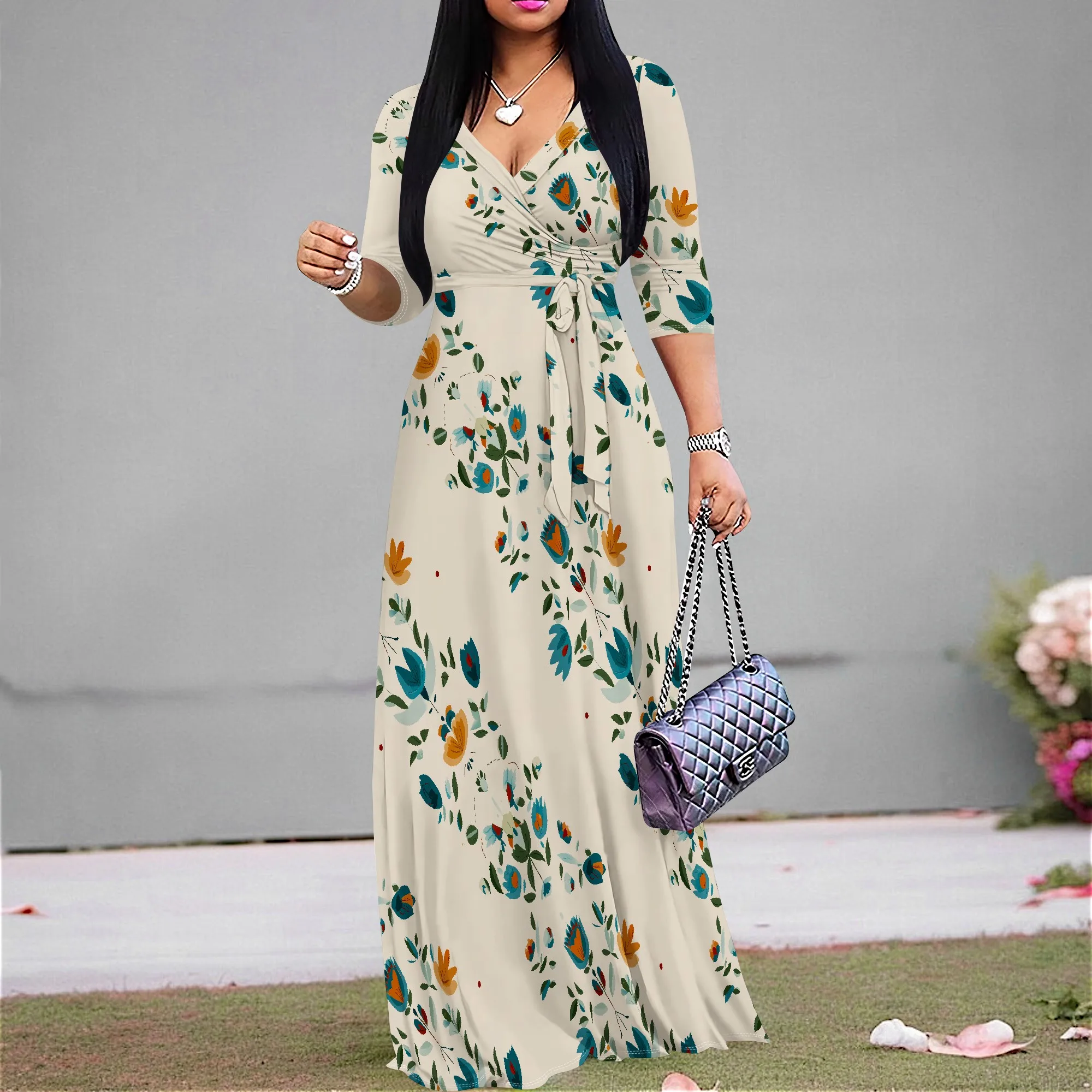 Bohemian Floral Wrap Dress Women's V-Neck Maxi Dress S-3XL Spring Casual Party Dress 2025 New Arrival
Bohemian Floral Wrap Dress Women's V-Neck Maxi Dress S-3XL Spring Casual Party Dress 2025 New Arrival