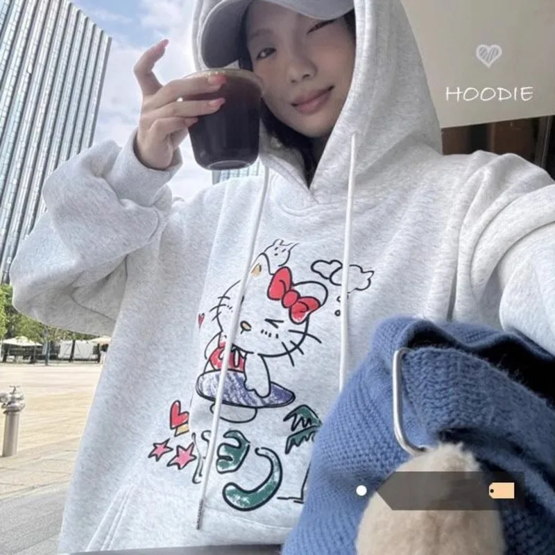 Sanrio Hello Kitty Cartoon Fun Printed Hoodie Winter Loose Casual Plush Women Hooded Sweatshirt Trendy Korean Version Pullovers
Sanrio Hello Kitty Cartoon Fun Printed Hoodie Winter Loose Casual Plush Women Hooded Sweatshirt Trendy Korean Version Pullovers
