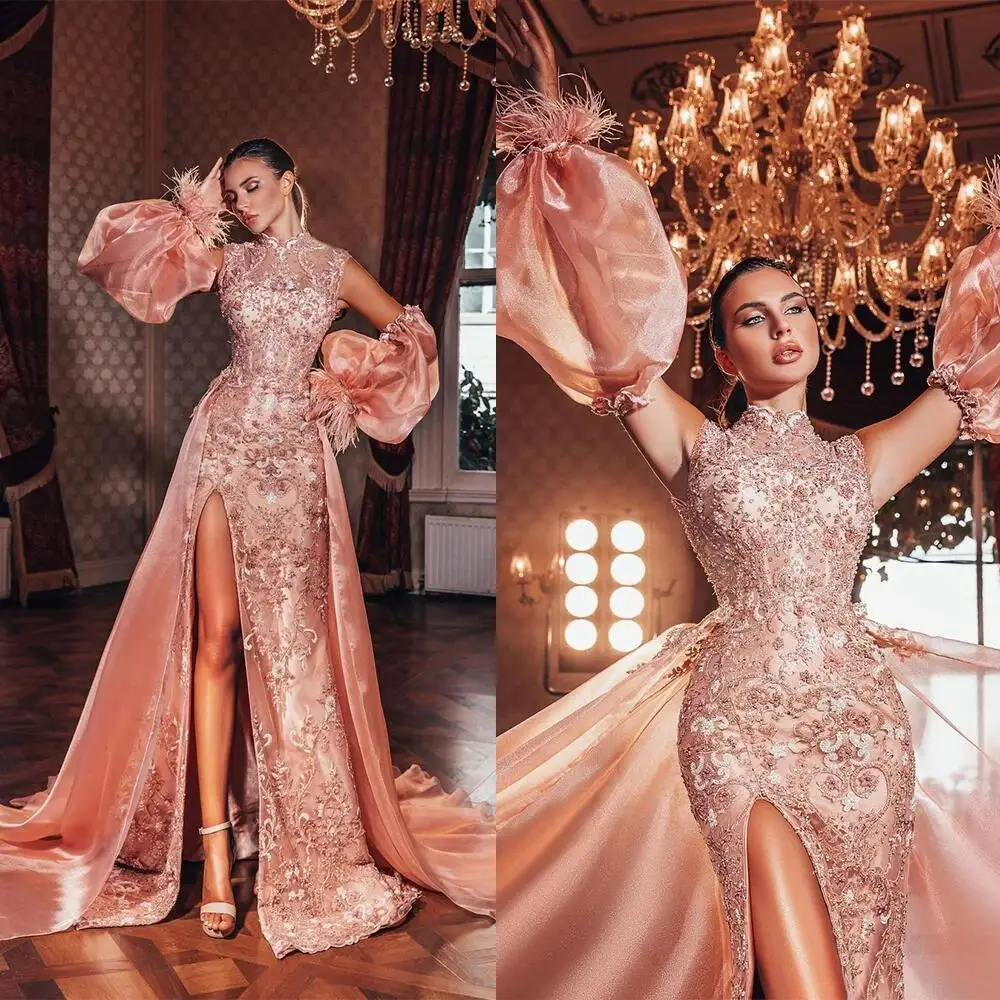 Elegant Mermaid Evening Dress High Side Split Applique Beads Gowns Detachable Train Robes De Mariée
Elegant Mermaid Evening Dress High Side Split Applique Beads Gowns Detachable Train Robes De Mariée