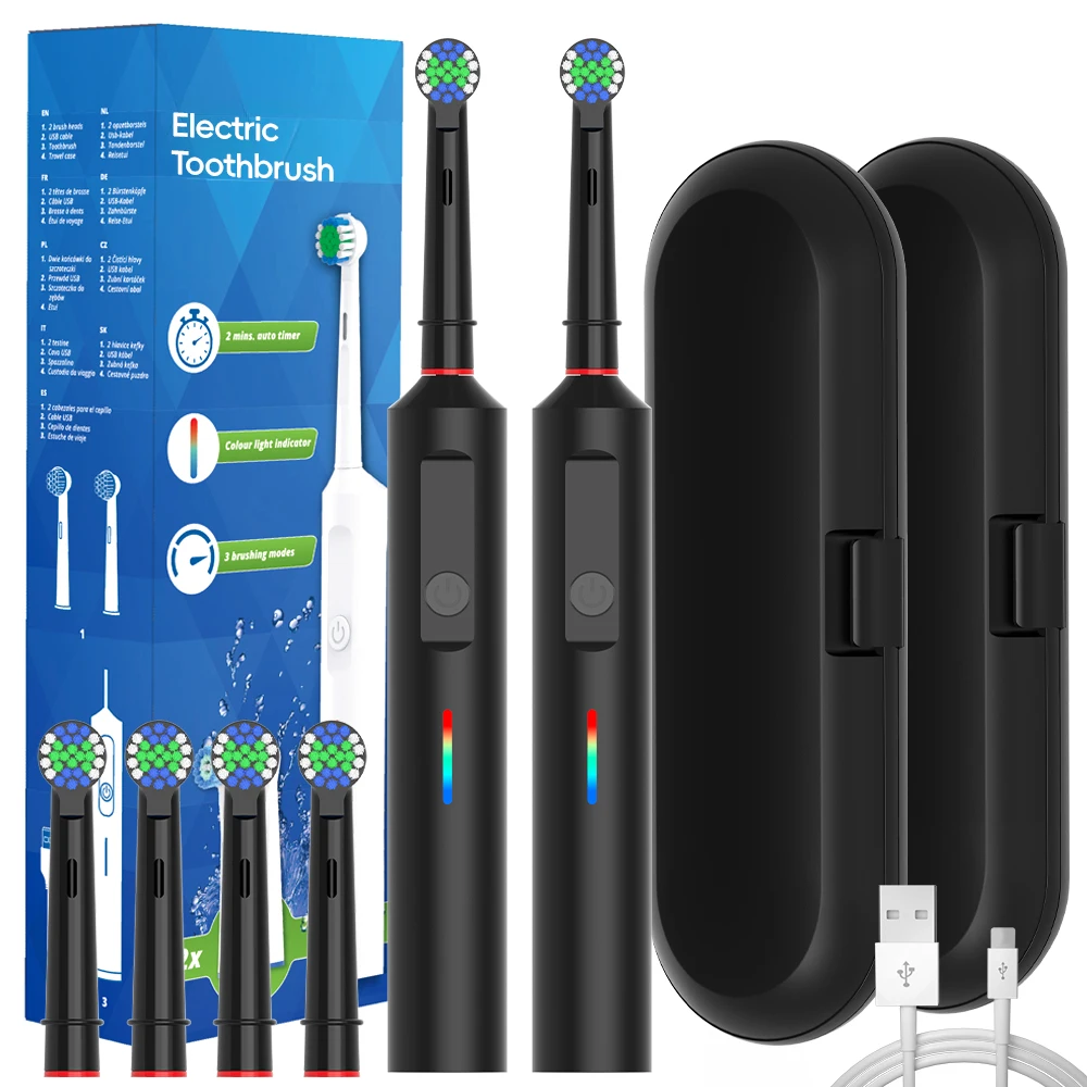 Набор умных вращающихся электрических зубных щеток, 2 шт., перезаряжаемые вращающиеся зубные щетки, совместимы с заменяемыми насадками Oral B Braun
Набор умных вращающихся электрических зубных щеток, 2 шт., перезаряжаемые вращающиеся зубные щетки, совместимы с заменяемыми насадками Oral B Braun