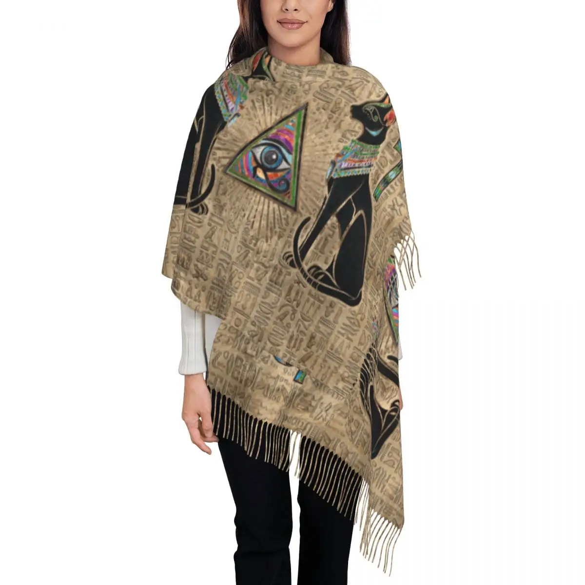 Ladies Large Egyptian Cats And Eye Of Horus 4 Scarves Women Winter Soft Warm Tassel Shawl Wrap Egypt Scarf
Ladies Large Egyptian Cats And Eye Of Horus 4 Scarves Women Winter Soft Warm Tassel Shawl Wrap Egypt Scarf