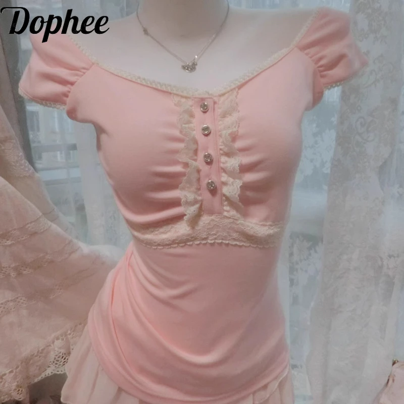 Dophee Original Japan Style Women Basic Top 2025 New Summer Short Sleeve Tees Elegant Lace Sweet Princess Cotton Pullover Top
Dophee Original Japan Style Women Basic Top 2025 New Summer Short Sleeve Tees Elegant Lace Sweet Princess Cotton Pullover Top