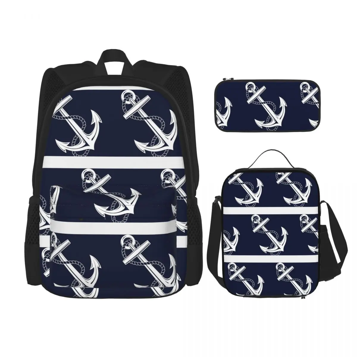 Рюкзаки Anchor Nautical белого и темно-синего цвета для мальчиков и девочек, школьные ранцы для учащихся, детские рюкзаки, сумка для обедов, пенал, набор из трех предметов
Рюкзаки Anchor Nautical белого и темно-синего цвета для мальчиков и девочек, школьные ранцы для учащихся, детские рюкзаки, сумка для обедов, пенал, набор из трех предметов