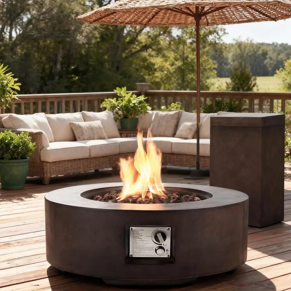 2-Piece Gas ire Pit, Outdoor Propane irt Table Set w/Tank Cover, 30''Auto-Ignition Round Steel ire Table, 50,000 Concrete ire Pi
2-Piece Gas ire Pit, Outdoor Propane irt Table Set w/Tank Cover, 30''Auto-Ignition Round Steel ire Table, 50,000 Concrete ire Pi