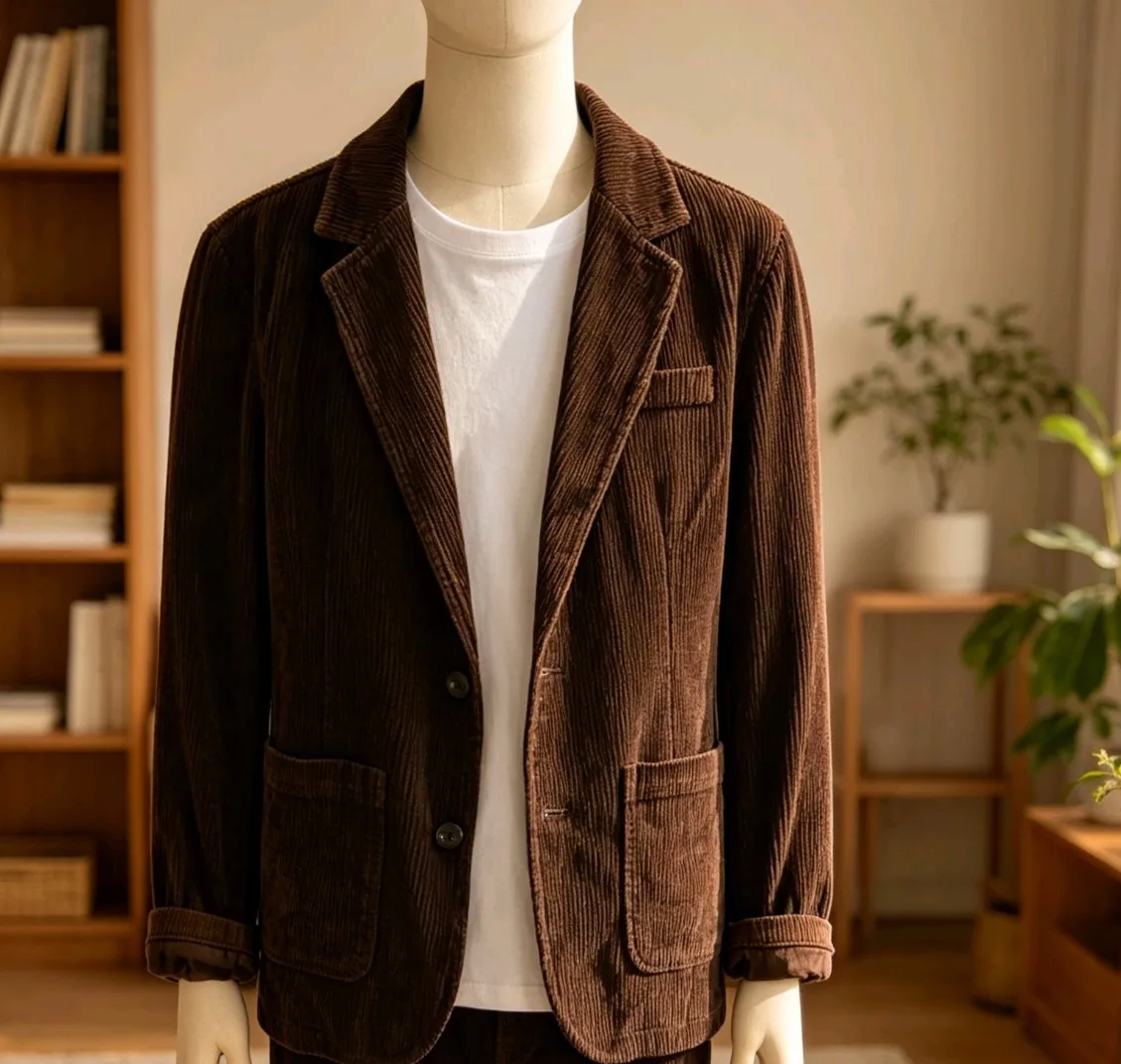 Men's Autumn Winter Pure Cotton Corduroy Blazer, Casual Solid Color Loose Fit Notched Lapel Suit Jacket Stylish for Daliy Wear
Men's Autumn Winter Pure Cotton Corduroy Blazer, Casual Solid Color Loose Fit Notched Lapel Suit Jacket Stylish for Daliy Wear
