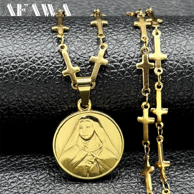 Virgin Mary Medal Our Lady of Guadalupe Pendant Necklace for Women Men Stainless Steel Gold Color Cross Prayer Chain Jewelry
Virgin Mary Medal Our Lady of Guadalupe Pendant Necklace for Women Men Stainless Steel Gold Color Cross Prayer Chain Jewelry