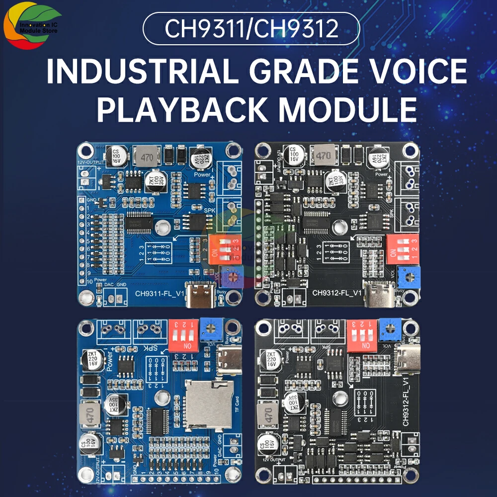 CH9311 DC 6-35V 20W High-Power Voice MP3 Playback Module 10-Channel One-To-One Control Audio Module 8Mb Memory/Plug TF Card
CH9311 DC 6-35V 20W High-Power Voice MP3 Playback Module 10-Channel One-To-One Control Audio Module 8Mb Memory/Plug TF Card 