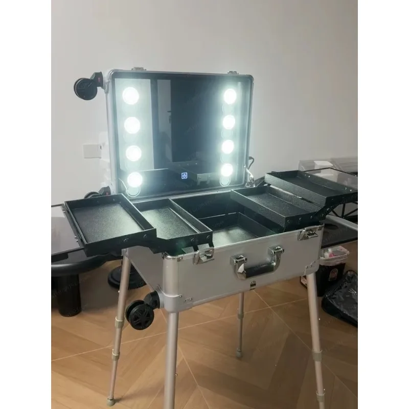 22 inch Trolley Suitcase LED Light Mirror Luggage Aluminum Professional Rolling Cosmetic Case Beauty Makeup Frame Folding Table
22 inch Trolley Suitcase LED Light Mirror Luggage Aluminum Professional Rolling Cosmetic Case Beauty Makeup Frame Folding Table