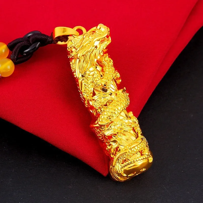 24k Orginal Gold Color Golden Dragon Cylinder Pendant Necklace for Men Neckalces Men's Chain Wedding Engagement Fine Jewelry
24k Orginal Gold Color Golden Dragon Cylinder Pendant Necklace for Men Neckalces Men's Chain Wedding Engagement Fine Jewelry
