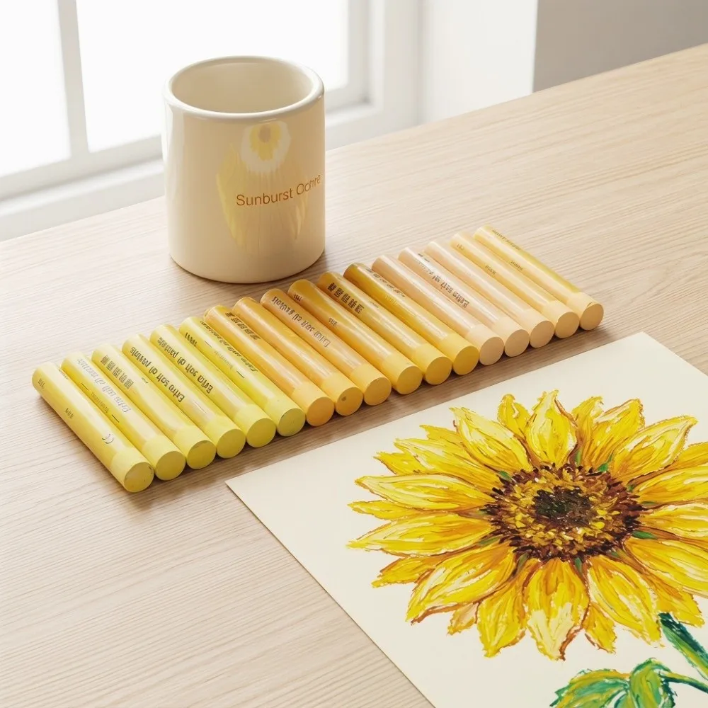 18PCS Super Soft Texture Super Soft Oil Pastels Oil Based Formula High Color Saturation Yellow Series Pastel Sticks
18PCS Super Soft Texture Super Soft Oil Pastels Oil Based Formula High Color Saturation Yellow Series Pastel Sticks