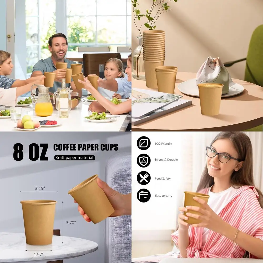 8 oz Brown Kraft Paper Cups, 1000 Pack, Unbleached for Beverages, Ideal for Parties and Events
8 oz Brown Kraft Paper Cups, 1000 Pack, Unbleached for Beverages, Ideal for Parties and Events