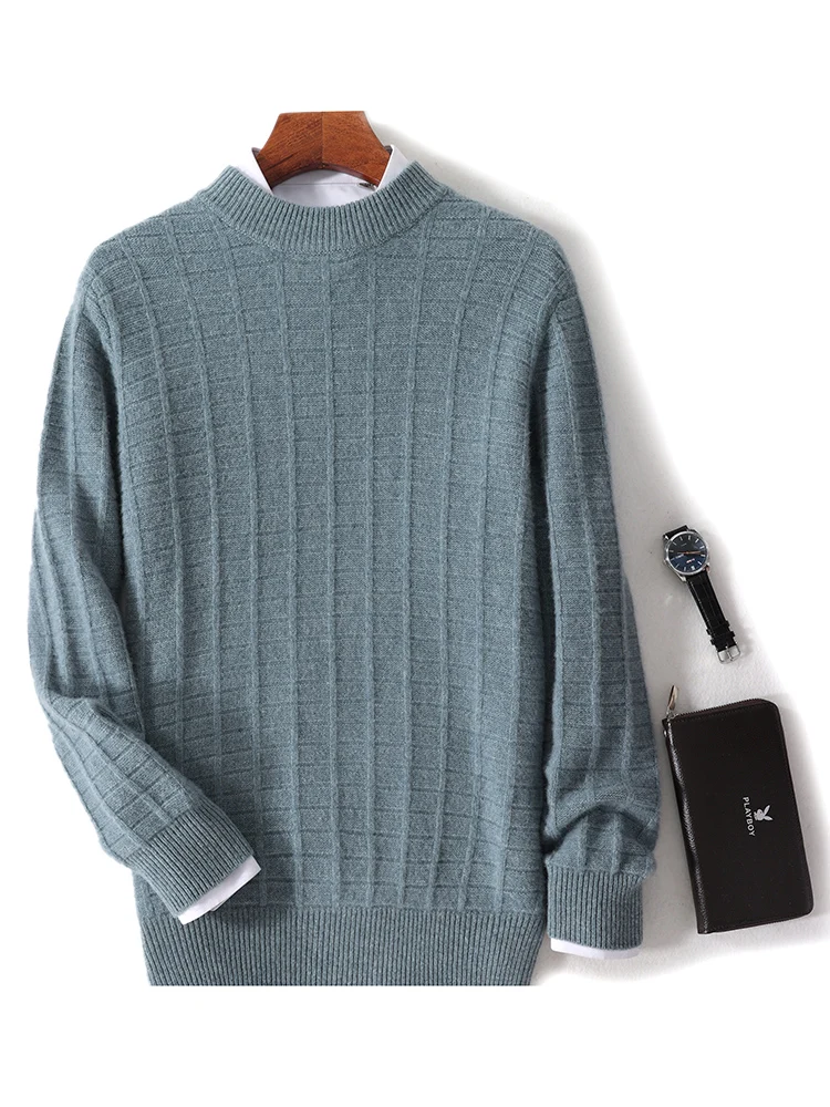 New 100% Merino Wool Sweater Men Autumn Winter Thick Mock-Neck Pullovers Soft Warm Plaid Casual Basic Business Clothing Tops
New 100% Merino Wool Sweater Men Autumn Winter Thick Mock-Neck Pullovers Soft Warm Plaid Casual Basic Business Clothing Tops