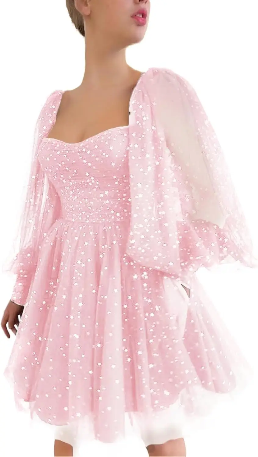 Ball Dress Never Shines, Youth Returns, Short Style Puff Sleeves, Starry Sky Chiffon Mini Skirt, Women's Birthday Cocktail Dress
Ball Dress Never Shines, Youth Returns, Short Style Puff Sleeves, Starry Sky Chiffon Mini Skirt, Women's Birthday Cocktail Dress