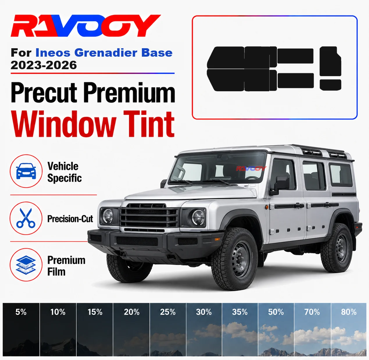 Premium Precut Window Tint Kit Front Rear Windows Rear Windshield For Ineos Grenadier Base 2023-2026 Car Solar Nano Ceramic Film
Premium Precut Window Tint Kit Front Rear Windows Rear Windshield For Ineos Grenadier Base 2023-2026 Car Solar Nano Ceramic Film