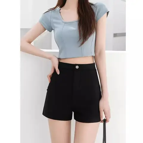 Zwarte lente- en herfstlegging, ondergoed, shorts, dames, anti-blootstelling, thermisch, hoge taille, veilig voor bovenkleding