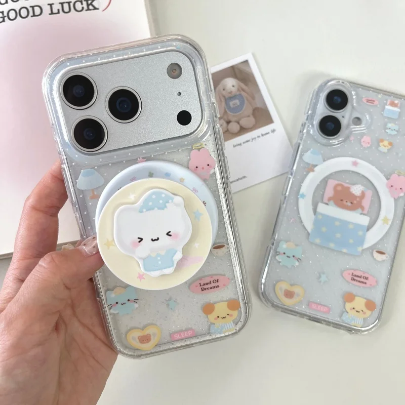 Clear Glitter Cat Bear Magnetic Phone Case For iPhone 17 Pro 16 15 Pro Max Back Cover with Stand For Magsafe Kawaii Cartoon Case
Clear Glitter Cat Bear Magnetic Phone Case For iPhone 17 Pro 16 15 Pro Max Back Cover with Stand For Magsafe Kawaii Cartoon Case