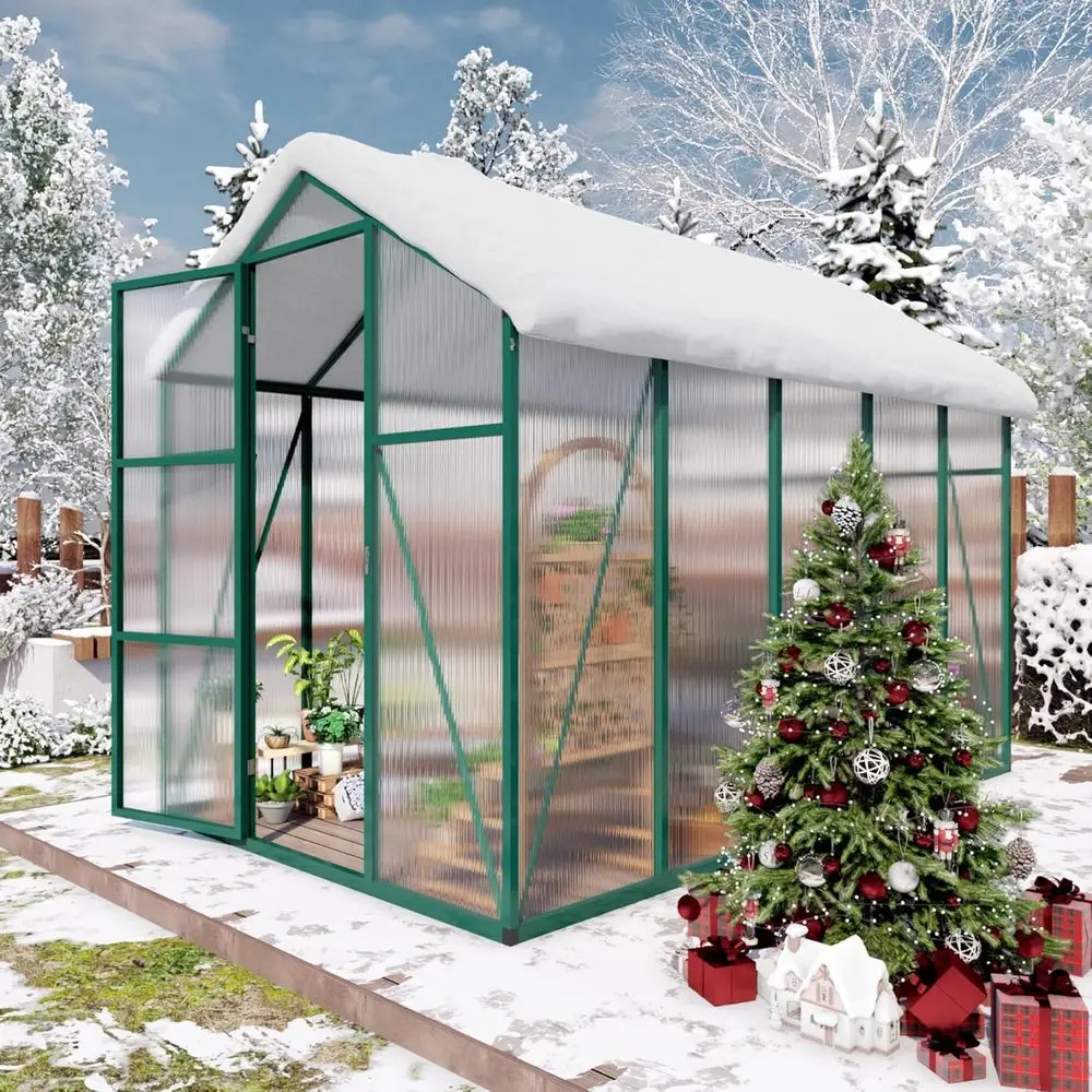 Outdoors 6.1x10.1x7.2 FT Polycarbonate Greenhouses with Roof Vent, Lockable Door and Ground Nails, Heavy-Duty Aluminum Walk-in G
Outdoors 6.1x10.1x7.2 FT Polycarbonate Greenhouses with Roof Vent, Lockable Door and Ground Nails, Heavy-Duty Aluminum Walk-in G