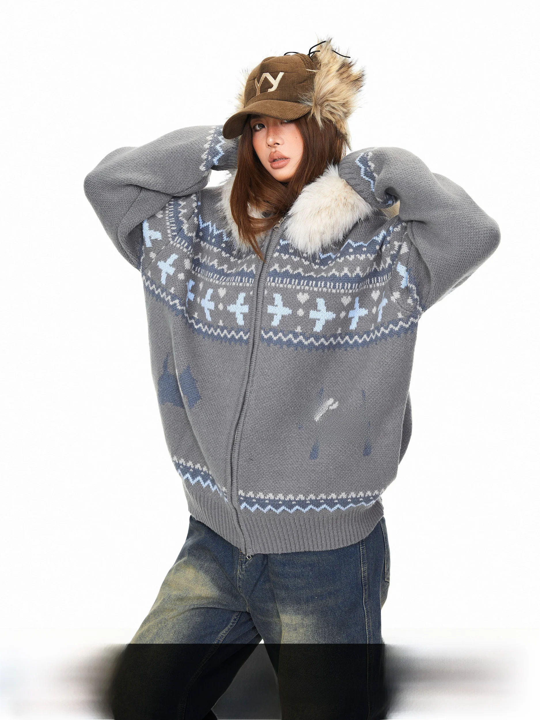 Вязаный кардиган Blabb Thiened на молнии с меховым воротником, винтажный, теплый зимний свитер-пальто для женщин, повседневный, для кампуса
Вязаный кардиган Blabb Thiened на молнии с меховым воротником, винтажный, теплый зимний свитер-пальто для женщин, повседневный, для кампуса