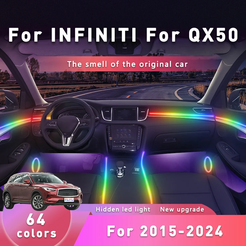 FILIPLI для INFINITI QX50 для 2016, многоцветный RGB голосовой контроль, автомобильный светодиодный светильник для настроения, киберпанк, синхронизация музыки, автомобильный окружающий свет
FILIPLI для INFINITI QX50 для 2016, многоцветный RGB голосовой контроль, автомобильный светодиодный светильник для настроения, киберпанк, синхронизация музыки, автомобильный окружающий свет