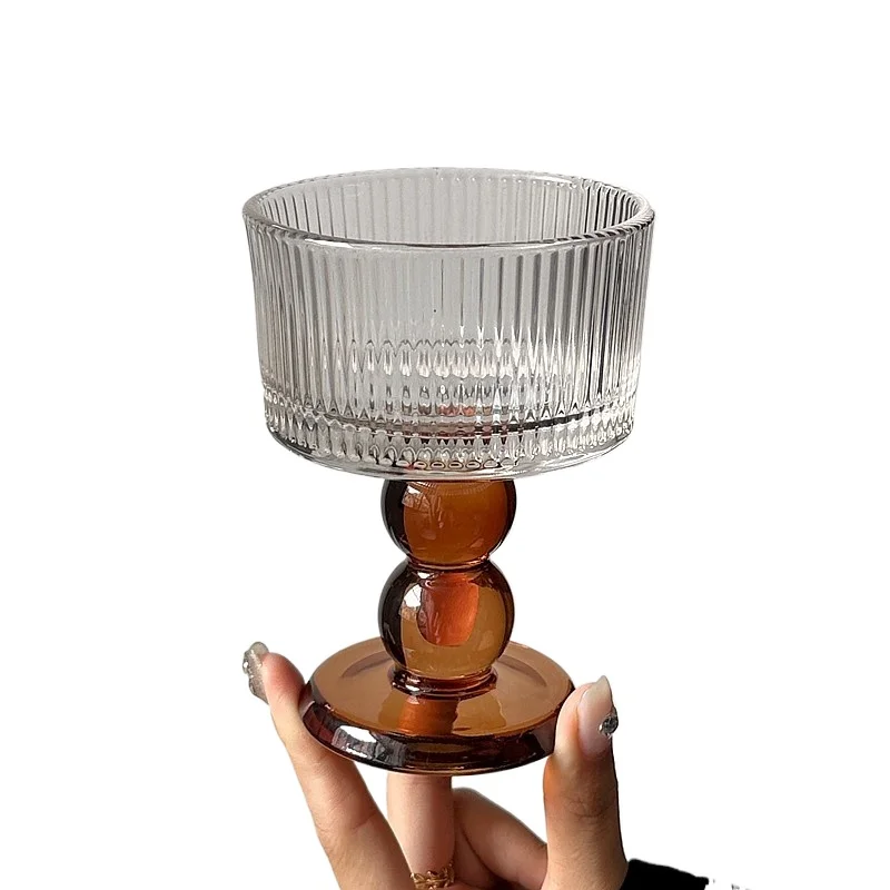 *Vintage striped glass coffee goblet French medieval champagne red wine glass ins drink cup
*Vintage striped glass coffee goblet French medieval champagne red wine glass ins drink cup