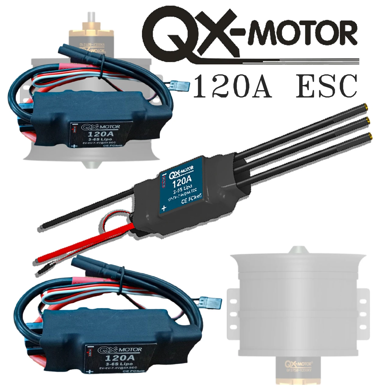 QX-MOTOR Специализированный бесщеточный 120A ESC 3-6S с BEC Подходит для бесщеточного двигателя EDF 80 мм 90 мм
QX-MOTOR Специализированный бесщеточный 120A ESC 3-6S с BEC Подходит для бесщеточного двигателя EDF 80 мм 90 мм