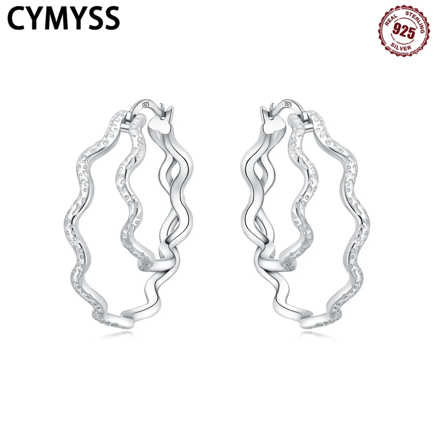 CYMYSS 2025 New 925 Sterling Silver Double Wave Texture Earrings Boutique Wedding Birthday Party Gift Jewellery Women's Earrings
CYMYSS 2025 New 925 Sterling Silver Double Wave Texture Earrings Boutique Wedding Birthday Party Gift Jewellery Women's Earrings