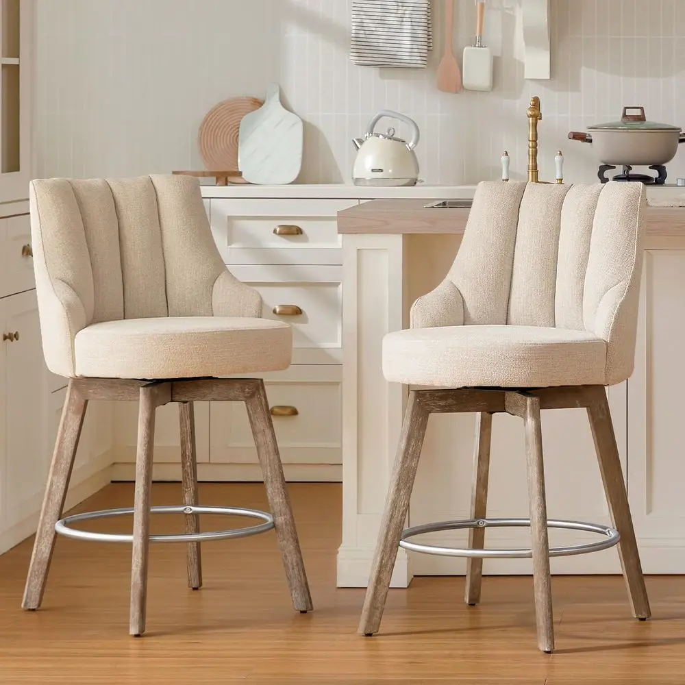 Counter Height Bar Stools,Barstools with Backs,SandColored Bar Stools Set of 2,26 Solid Wood Legs,Linen Fabric Thickened Seat C
Counter Height Bar Stools,Barstools with Backs,SandColored Bar Stools Set of 2,26 Solid Wood Legs,Linen Fabric Thickened Seat C
