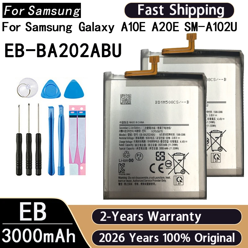 100% New High Quality EB-BA202ABU Battery For SAMSUNG GALAXY A20E/SM-A202K/A10E/SM-A102U Replacement batteria Batterij+Free tool
100% New High Quality EB-BA202ABU Battery For SAMSUNG GALAXY A20E/SM-A202K/A10E/SM-A102U Replacement batteria Batterij+Free tool