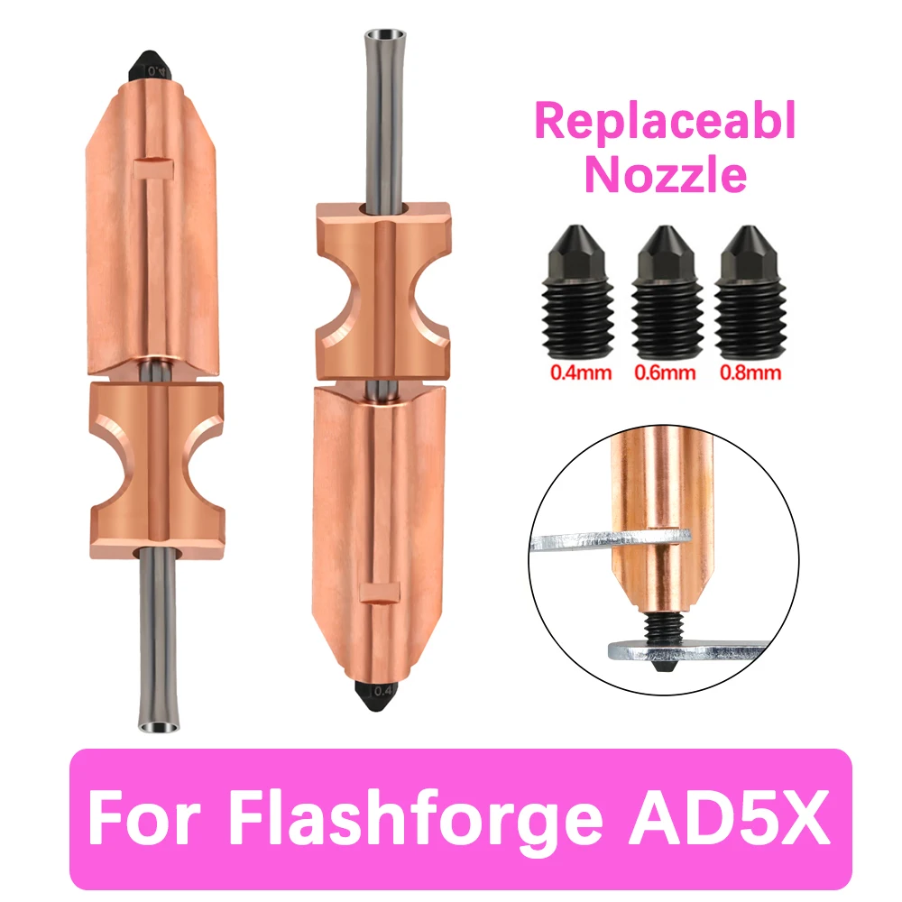 For Flashforge Adventurer 5X Upgraded Detachable Quick-Swap Nozzle 0.25/0.4/0.6/0.8mm AD5X Bimetallic Hardened Steel Nozzle
For Flashforge Adventurer 5X Upgraded Detachable Quick-Swap Nozzle 0.25/0.4/0.6/0.8mm AD5X Bimetallic Hardened Steel Nozzle