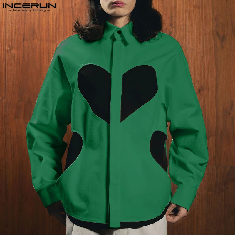 INCERUN Men Tops Lapel Collar Long Sleeve Button Down Party Wear Heart Printed Stitching Patchwork Casual Loose Blouse
INCERUN Men Tops Lapel Collar Long Sleeve Button Down Party Wear Heart Printed Stitching Patchwork Casual Loose Blouse